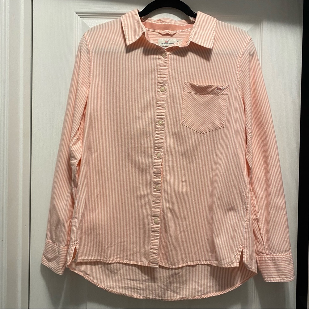 Vineyard Vines Pink & White Striped Button-Down Shirt Women’s 8 - Item 0065